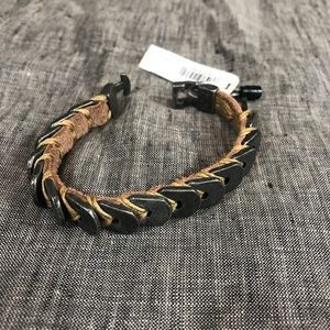 Guess Men’s Metal/Leather Wrap Bracelet 8”